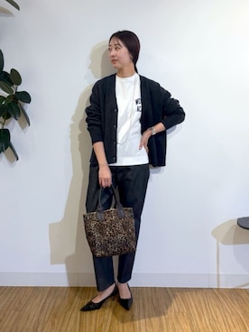 「Whim Gazette（ウィムガゼット）の＜WEB限定サイズあり＞【Hoaw.】ギャザーエナメルパンプス（パンプス、ブラック系）」を使った、gotoさん（レディース・171cm）の秋コーディネート