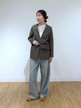 「Whim Gazette（ウィムガゼット）の【GEMINI】ダスティDENIM（デニムパンツ、ブルー系）」を使った、gotoさん（レディース・171cm）の秋コーディネート