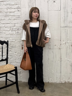 「アイテム（ベスト）」を使った、AYUMIさん（レディース・148cm）の秋コーディネート