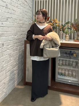 「アイテム（マフラー）」を使った、AYUMIさん（レディース・148cm）の秋コーディネート