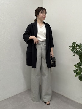 「GALLARDAGALANTE（ガリャルダガランテ）の【2サイズ展開】【大人気アイテムが今年も登場】ハーフスリーブジャケット（テーラードジャケット、ブラック系）」を使った、AYUMIさん（レディース・148cm）の春コーディネート