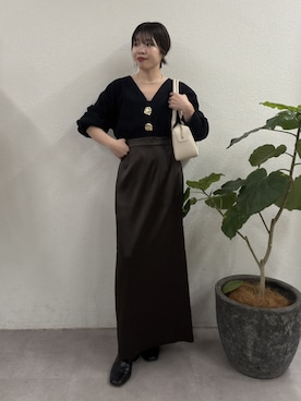 「アイテム（ボストンバッグ）」を使った、AYUMIさん（レディース・148cm）の冬コーディネート