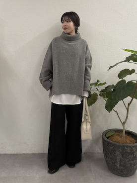 「アイテム（ボストンバッグ）」を使った、AYUMIさん（レディース・148cm）の冬コーディネート