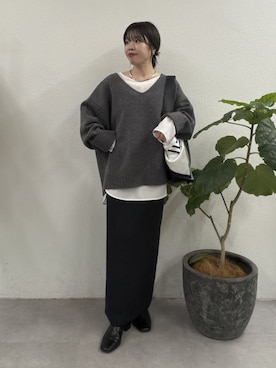 「アイテム（チョーカー）」を使った、AYUMIさん（レディース・148cm）の冬コーディネート