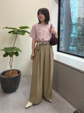 「GALLARDAGALANTE（ガリャルダガランテ）のコンチョベルト（ベルト、ベージュ系）」を使った、AYUMIさん（レディース・148cm）の夏コーディネート