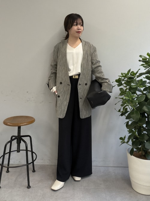 セットアップ対応】ノーカラーツイードジャケット（その他アウター