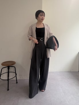 「GALLARDAGALANTE（ガリャルダガランテ）のボリュームバックルベルト（ベルト）」を使った、AYUMIさん（レディース・148cm）の夏コーディネート