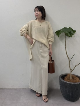 「アイテム（ニット/セーター）」を使った、AYUMIさん（レディース・148cm）の春コーディネート