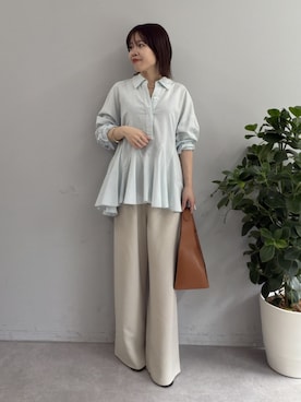 「GALLARDAGALANTE（ガリャルダガランテ）のフレアブラウス（シャツ/ブラウス、ブルー系）」を使った、AYUMIさん（レディース・148cm）の春コーディネート