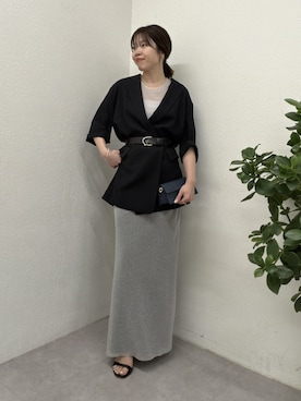 「GALLARDAGALANTE（ガリャルダガランテ）の【2サイズ展開】【大人気アイテムが今年も登場】ハーフスリーブジャケット（テーラードジャケット、ブラック系）」を使った、AYUMIさん（レディース・148cm）の春コーディネート