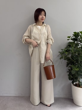 「GALLARDAGALANTE（ガリャルダガランテ）の【2WAY】カシュクールローンシャツ（シャツ/ブラウス、ベージュ系）」を使った、AYUMIさん（レディース・148cm）の春コーディネート