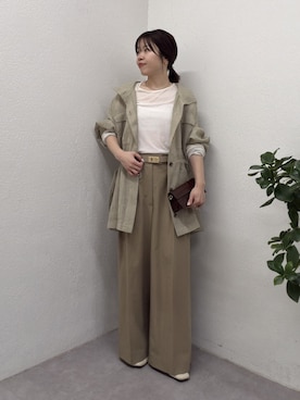 「GALLARDAGALANTE（ガリャルダガランテ）の【累計販売4,000本以上！】スクエアバックルベルト（ベルト、ベージュ系）」を使った、AYUMIさん（レディース・148cm）の春コーディネート