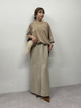 「アイテム（トートバッグ）」を使った、AYUMIさん（レディース・148cm）の秋コーディネート