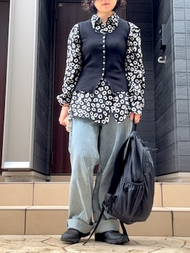 「MARGARET HOWELL（マーガレットハウエル）のアイテム」を使った、陽さん（レディース・157cm）の秋コーディネート