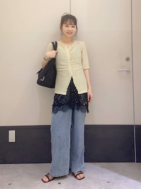 「LEPSIM（レプシィム）の3WAYリュックショルダー　595114（ショルダーバッグ、ブラック系）」を使った、ogiさん（レディース・157cm）の夏コーディネート