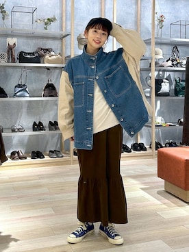 「アイテム（カバーオール）」を使った、ogiさん（レディース・157cm）の秋コーディネート