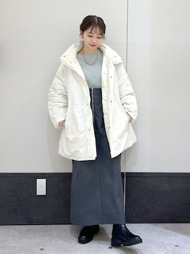 「ラメニット」｜「アイテム（ダウンジャケット/コート）」を使った、ogiさん（レディース・157cm）の冬コーディネート
