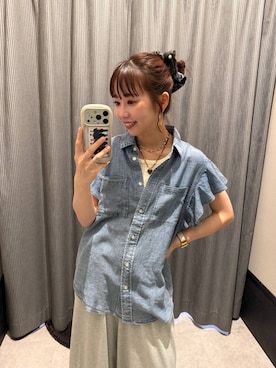 「LEPSIM（レプシィム）のカットイージーワイドパンツ　499173（その他パンツ、グレー系）」を使った、ogiさん（レディース・157cm）の春コーディネート