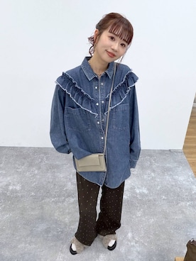 「LEPSIM（レプシィム）のプリーツイージー柄パンツ　1017585（その他パンツ、ブラウン系）」を使った、ogiさん（レディース・157cm）の夏コーディネート
