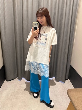 「LOWRYS FARM（ローリーズファーム）のカラービーズハートネックレス　 632419（ネックレス、ブラウン系）」を使った、ogiさん（レディース・157cm）の春コーディネート