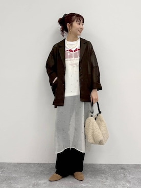 「LEPSIM（レプシィム）の樹脂ボールネックレス　672193（ネックレス、ホワイト系）」を使った、ogiさん（レディース・157cm）の夏コーディネート