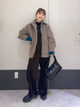 「体型カバー」｜「アイテム（オールインワン・サロペット）」を使った、ogiさん（レディース・157cm）の冬コーディネート