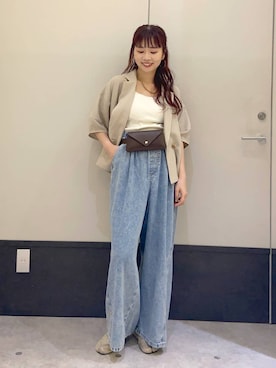 「LEPSIM（レプシィム）のイージーデニムパンツ　630150（デニムパンツ、ブルー系）」を使った、ogiさん（レディース・157cm）の夏コーディネート