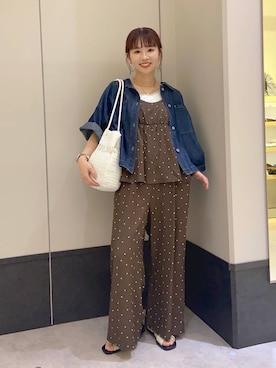 「LEPSIM（レプシィム）のデニムBIGショートシャツ/SS　639529（シャツ/ブラウス、ブルー系）」を使った、ogiさん（レディース・157cm）の夏コーディネート