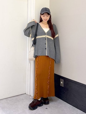 「LOWRYS FARM（ローリーズファーム）の【NEWERA】ローリーズファーム別注企画 ９２０ＣＳ／ＭＥＬＴＯＮ２６ 1042442（キャップ、グレー系）」を使った、ogiさん（レディース・157cm）の秋コーディネート