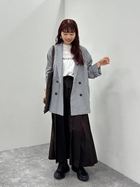 「LEPSIM（レプシィム）のフリルチェックトート　570599（トートバッグ）」を使った、ogiさん（レディース・157cm・30代）の夏コーディネート