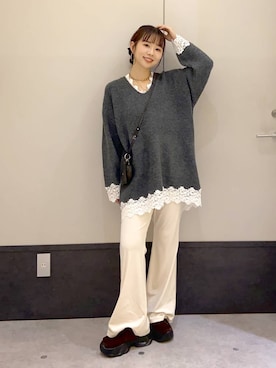 「LEPSIM（レプシィム）のモカシン厚底スニーカー　1067554（スニーカー、ブラウン系）」を使った、ogiさん（レディース・157cm）の秋コーディネート