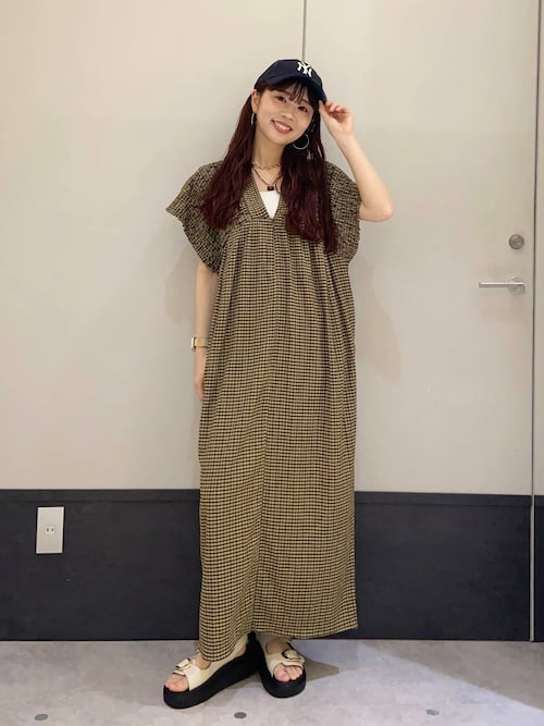 産前・産後対応】マタニティ／シャーリングVワンピース 668367