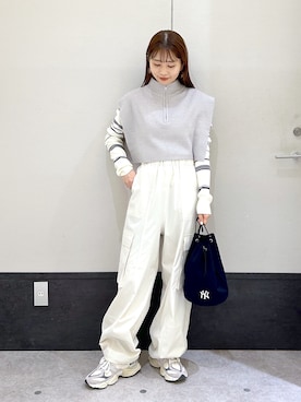 「タートルネック」｜「アイテム（カーゴパンツ）」を使った、ogiさん（レディース・157cm）の冬コーディネート