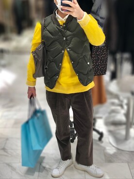 「アイテム（ダウンベスト、その他）」を使った、Hayakeeeenさん（メンズ・163cm）の冬コーディネート