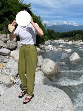 「JEANASIS（ジーナシス）のアイテム（スラックス）」を使った、おニックさんさん（レディース・156cm）の夏コーディネート