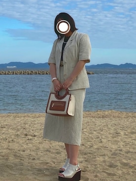 「H&M（エイチ・アンド・エム）のアイテム（ノーカラージャケット）」を使った、shirishiri3さん（レディース・155cm）の秋コーディネート