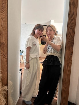 「Maison Kitsune(メゾンキツネ)のアイテム」を使った、manyoさん(レディース・153cm)の夏コーディネート