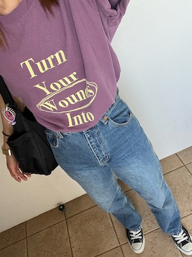 「ストレートデニム」｜さるちゃわさん（レディース・160cm）の秋コーディネート