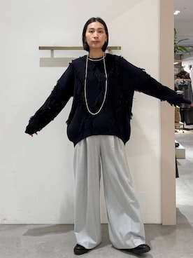 「Elura（エルーラ）のフリンジニット/621802（ニット/セーター）」を使った、eriさん（レディース・167cm）の冬コーディネート