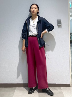 「高見え」｜「アイテム（マウンテンパーカー）」を使った、eriさん（レディース・167cm）の秋コーディネート