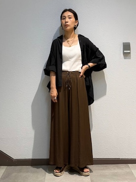 「Elura（エルーラ）の前後2WAYニットタンク/140940（タンクトップ）」を使った、eriさん（レディース・167cm・30代）の夏コーディネート