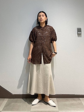 「Elura（エルーラ）のアイテム（スカート）」を使った、eriさん（レディース・167cm）の春コーディネート