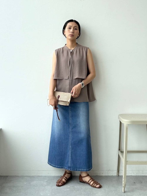 セール】冷感サスペンダー付きデニムスカート＜低身長サイズあり