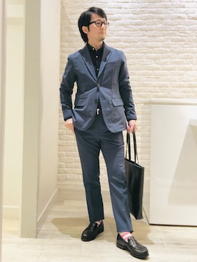 「アイテム（セットアップ）」を使った、片山さん（メンズ・165cm）の秋コーディネート