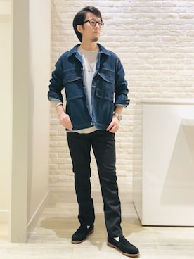 「アイテム（ローファー）」を使った、片山さん（メンズ・165cm・40代）の秋コーディネート