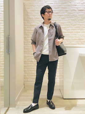 「アイテム（スラックス）」を使った、片山さん（メンズ・165cm・40代）の夏コーディネート