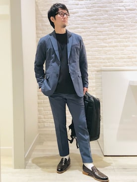 「アイテム（セットアップ）」を使った、片山さん（メンズ・165cm）の秋コーディネート