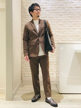 「アイテム（セットアップ）」を使った、片山さん（メンズ・165cm）の冬コーディネート