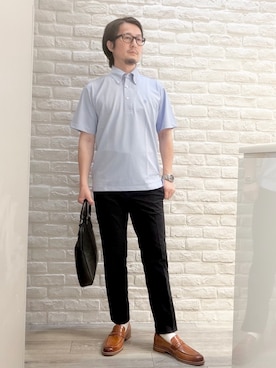 「アイテム（ビジネスバッグ）」を使った、片山さん（メンズ・165cm）の夏コーディネート