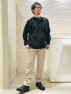 「アイテム（バックパック/リュック）」を使った、片山さん（メンズ・165cm）の冬コーディネート